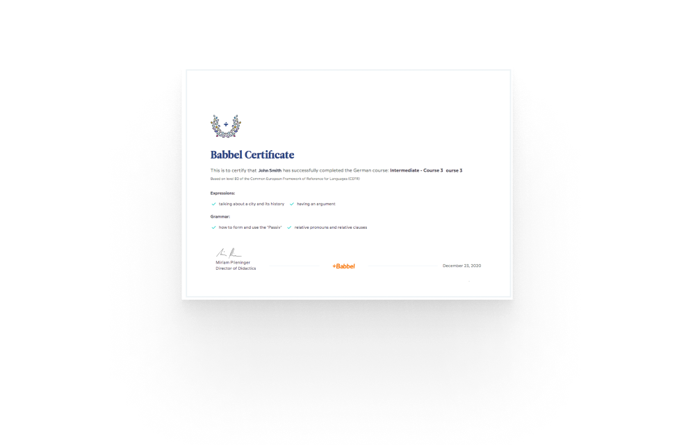 Babbel Certificate